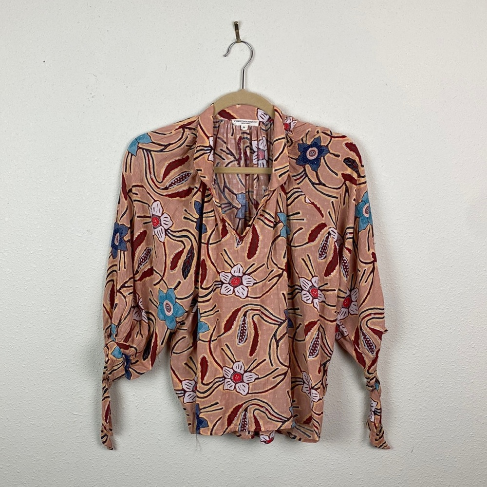 Christian Siriano | Peach Floral Women's Blouse M